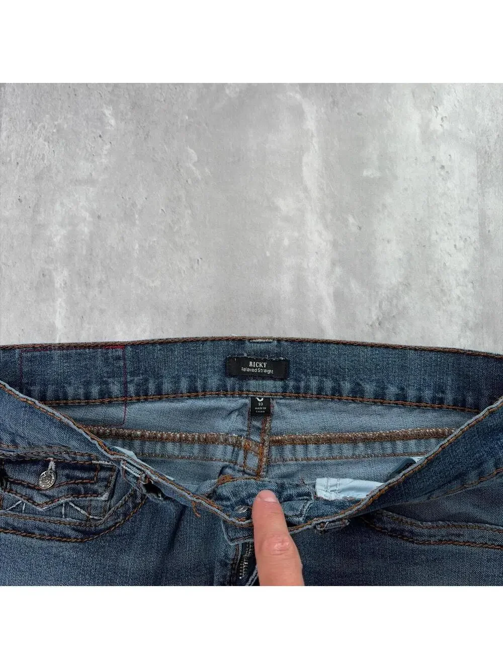Y2K Blue True Religion Grunge Ricky Straight Denim Jeans