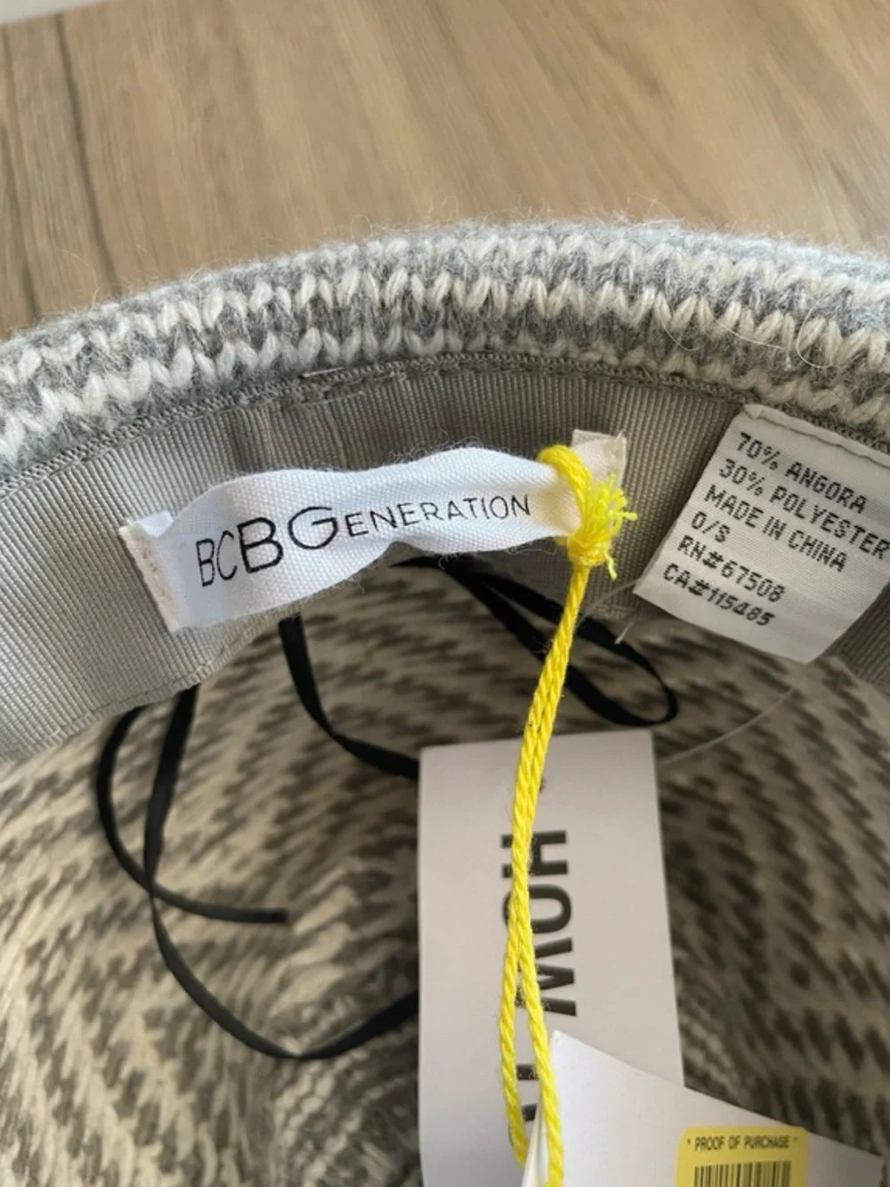 Textured Chevron Wool Fedora Hat in Gray and Cream