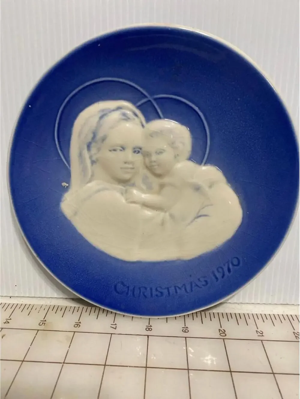 VTG Royal Rockwood Pottery 70s Christmas Plate 1st Issue Madonna/Child *