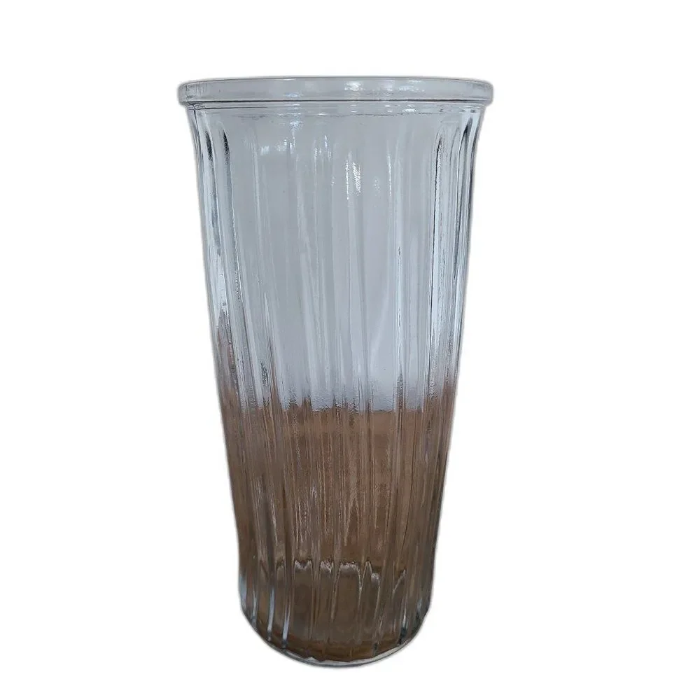 Hoosier Glass Tall Straight Clear Glass Vase Vintage Mid-Century