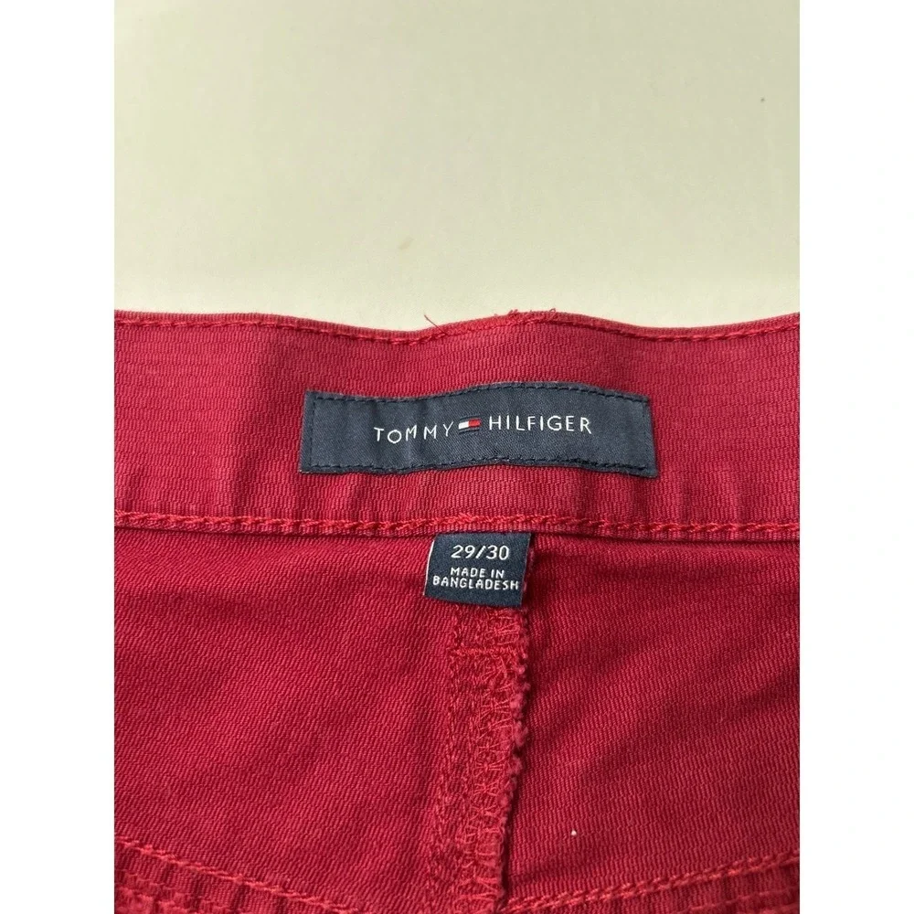 Tommy Hilfiger Men Custom Straight Red Cotton Jeans Size 29x30 Preppy Classic