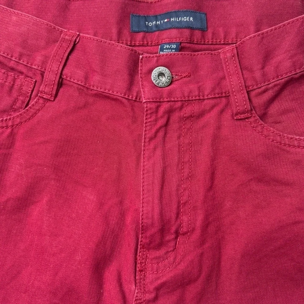 Tommy Hilfiger Men Custom Straight Red Cotton Jeans Size 29x30 Preppy Classic
