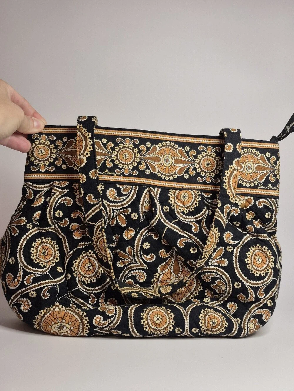 Vera Bradley Morgan Handbag Caffe Latte Paisley Quilted