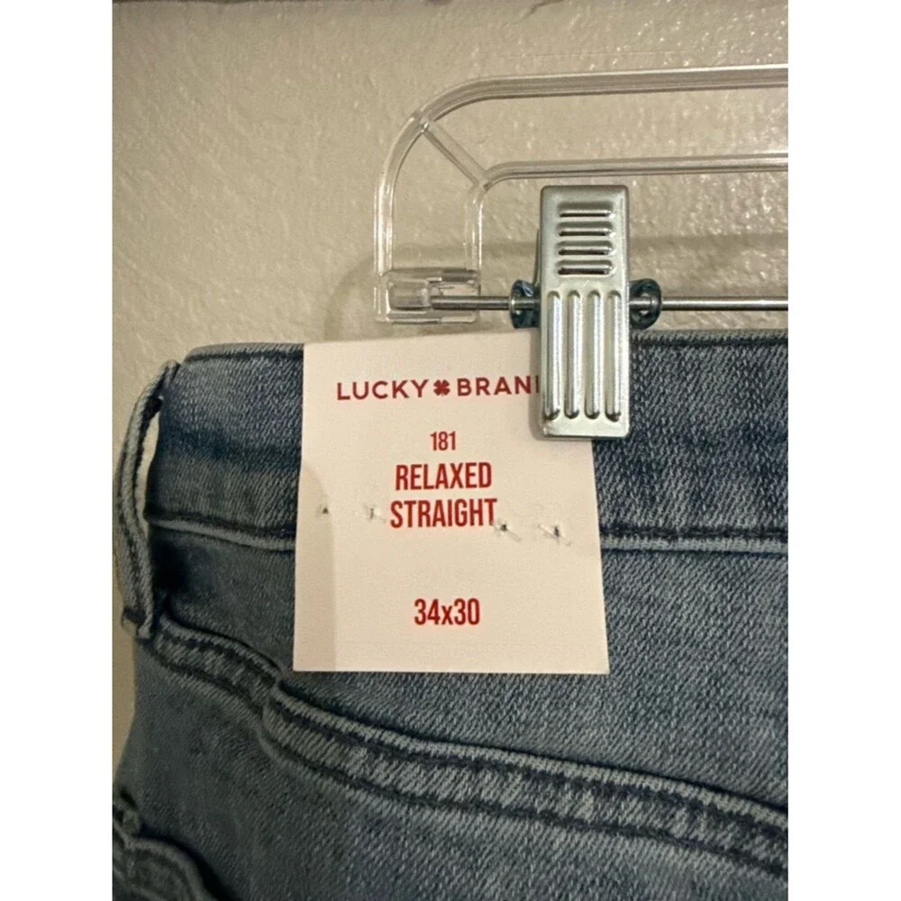 Lucky Brand 181 Relaxed Straight Jeans Men’s 34x30 Light Wash Stretch Denim NWT