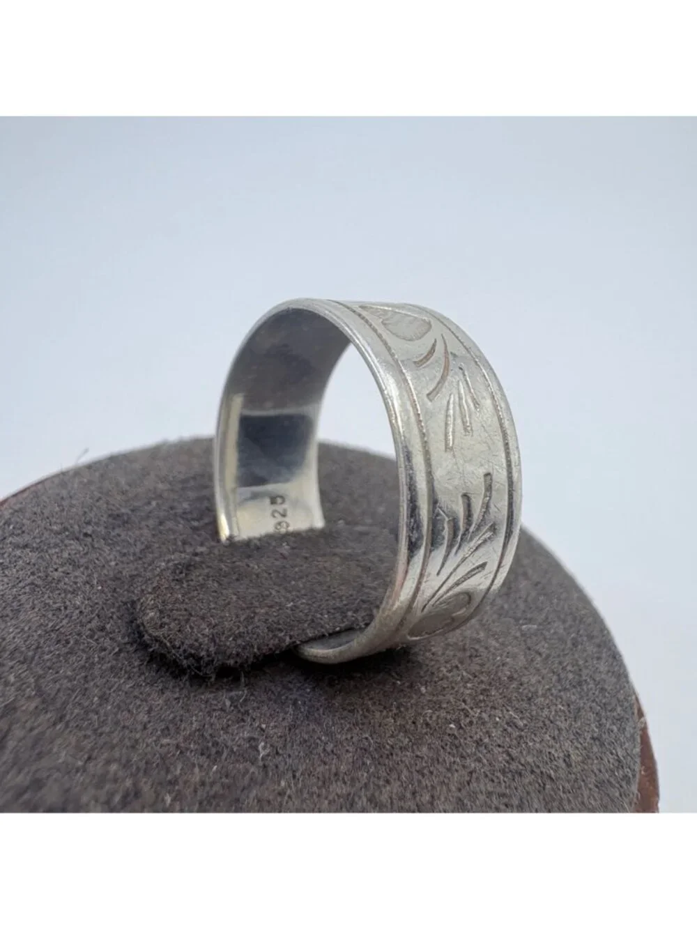 Open Back Adjustable Band Sterling Silver 925 Ring Size 7 Fit