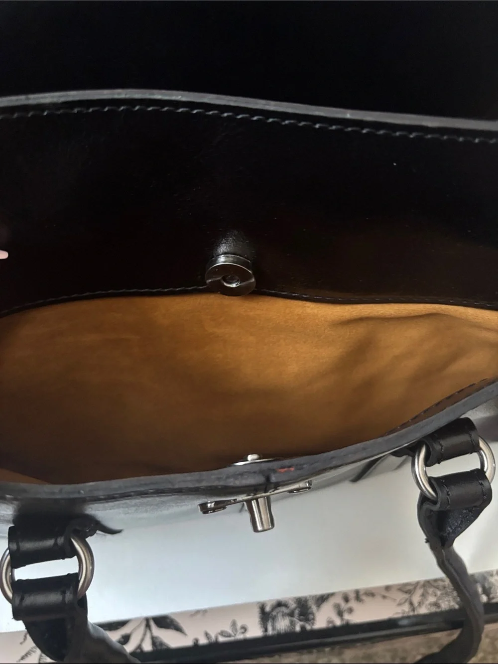 Patricia Nash Vienna Black Floral Embossed Leather Satchel