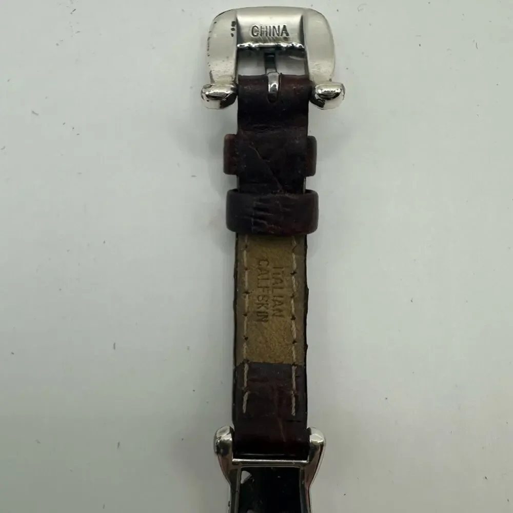 Brighton Santa Barbara Watch Vintage Silver tone Brown Italian Leather strap