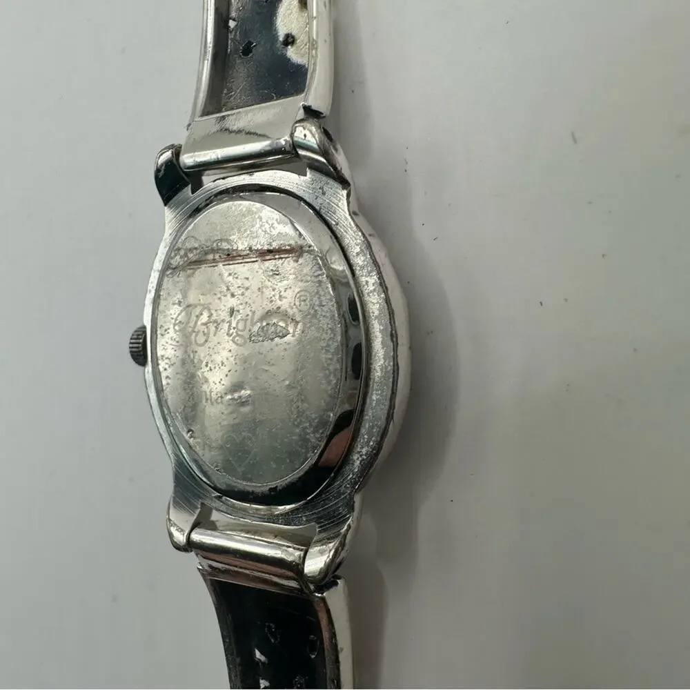Brighton Santa Barbara Watch Vintage Silver tone Brown Italian Leather strap