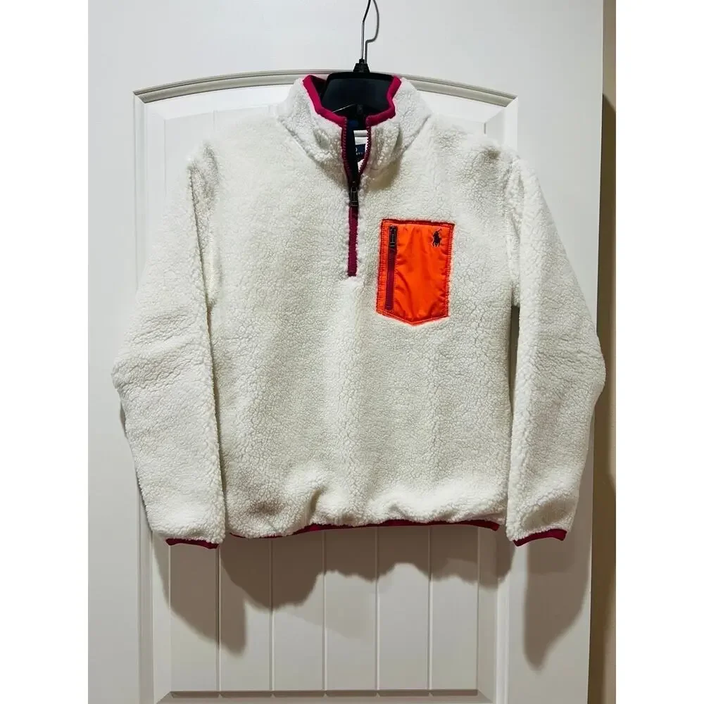 NWT❤️Polo Ralph Lauren Girls  Shearling Quarter-Zip Fleece Sweatshirt szL(12-14)