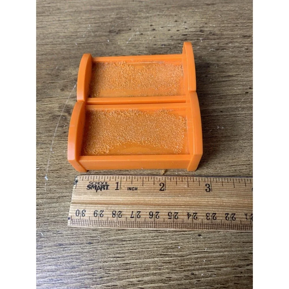 Vintage Fisher Price Little People lot/3 Orange Beds: 1 double 2 single