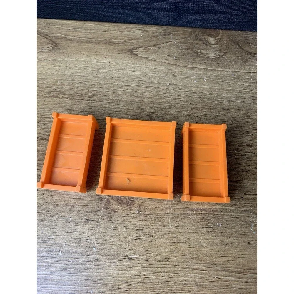 Vintage Fisher Price Little People lot/3 Orange Beds: 1 double 2 single