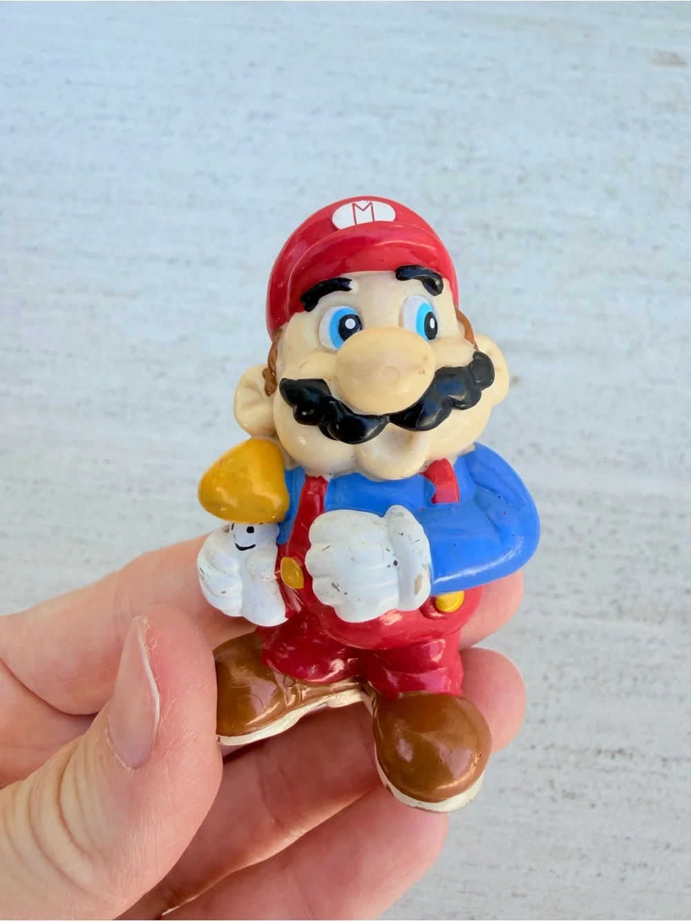 Rare 1989 Original Vintage Nintendo Licensed Mario Figurine Holding a Mushroom