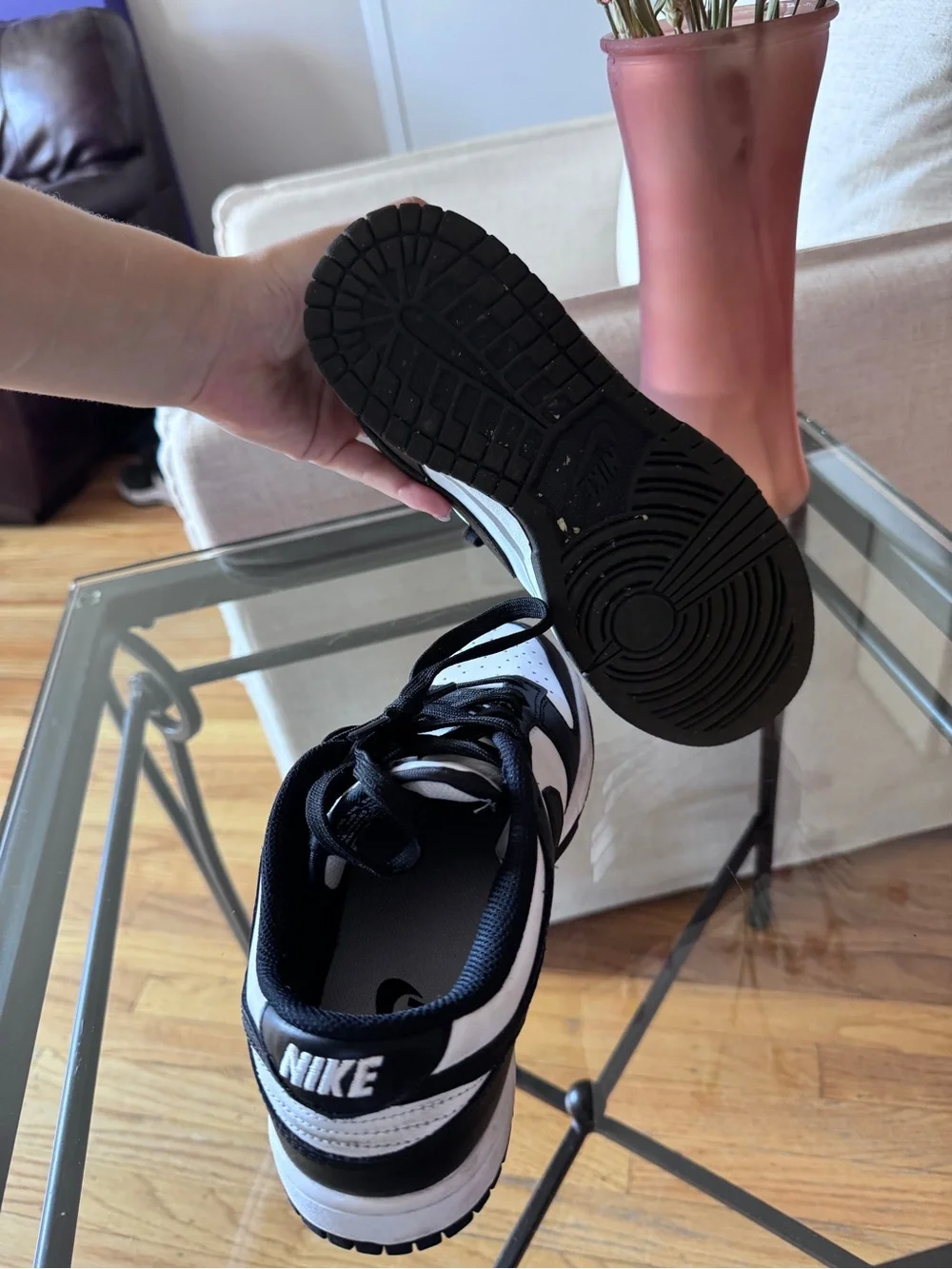 Nike Black & White Low Dunks Size 6.5.