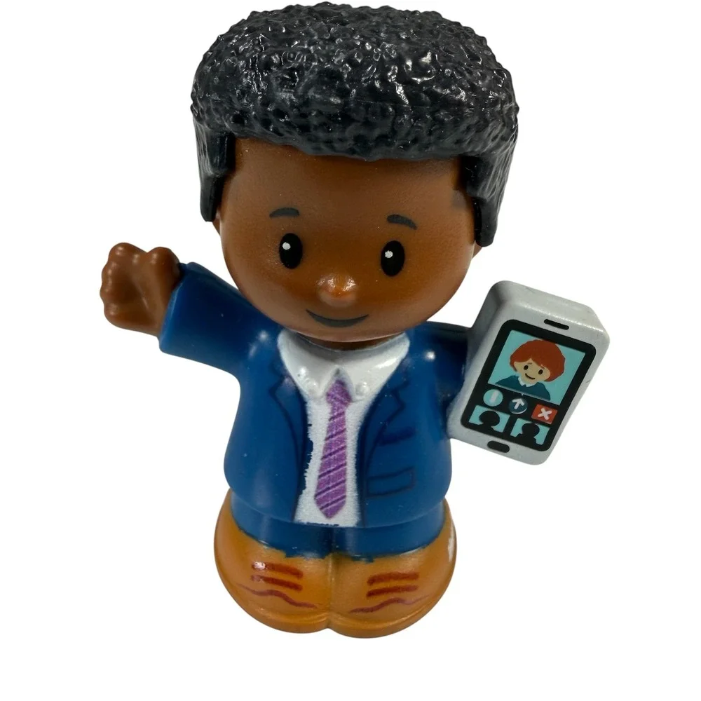Fisher-Price Little People Businessman Figure Blue Suit Cell Phone Collectible