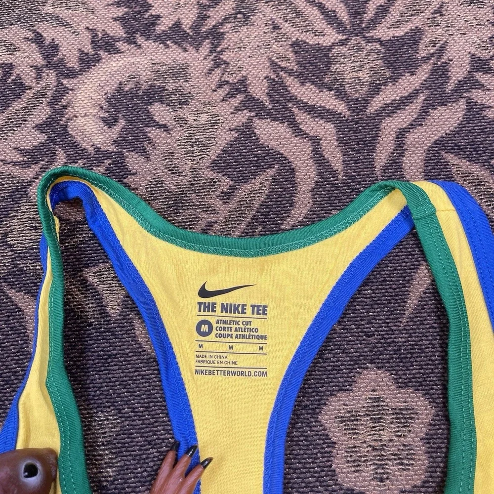 Nike Yellow Brasil Racerback Tank with Green & Blue Trim