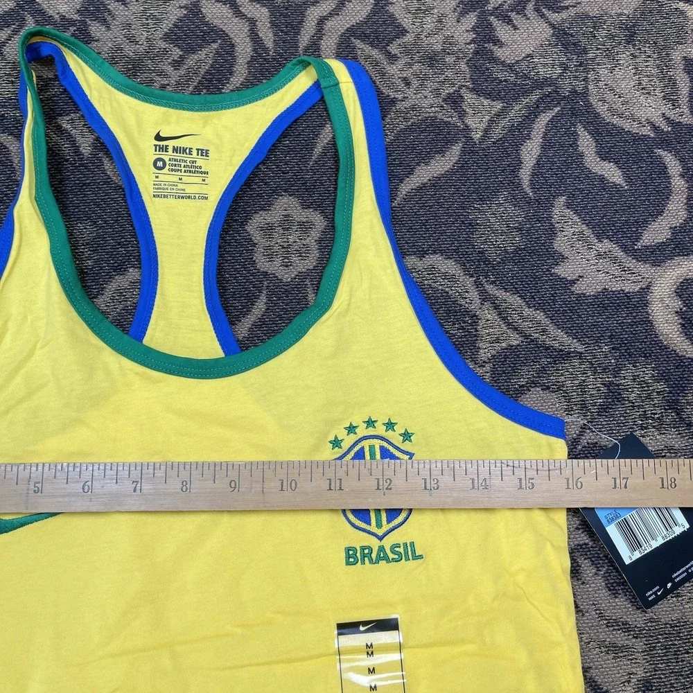 Nike Yellow Brasil Racerback Tank with Green & Blue Trim