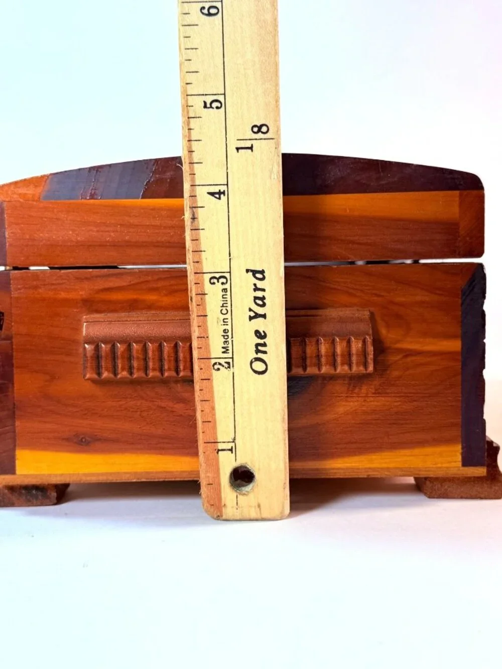 Vintage Wooden Keepsake Box w/ Mirror Floral Carved Jewelry Trinket Storage Box