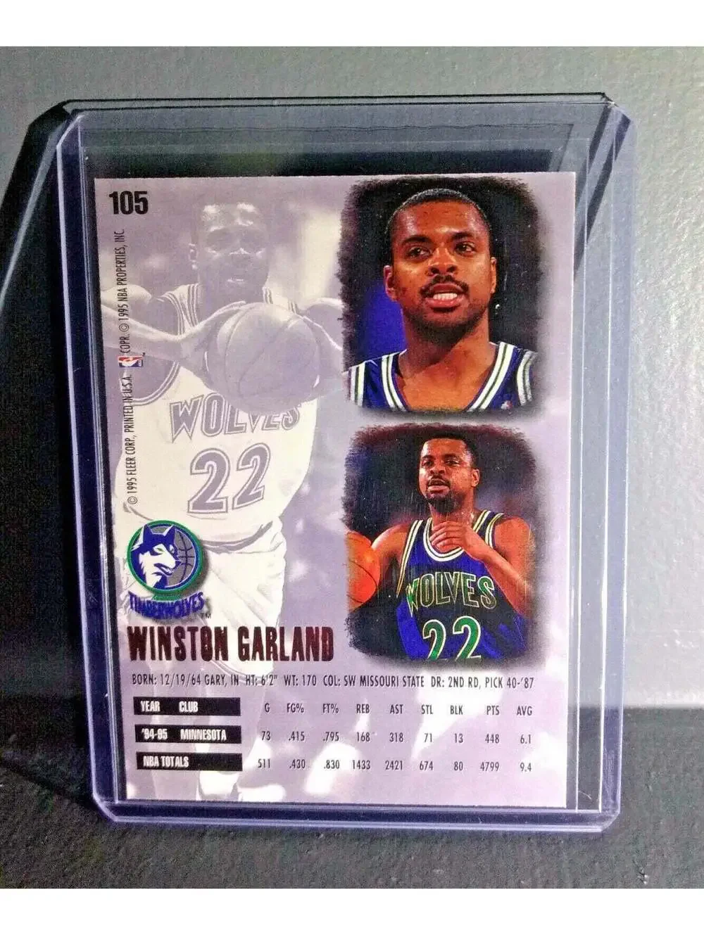 1995-96 Winston Garland Fleer Ultra #105 Basketball Card