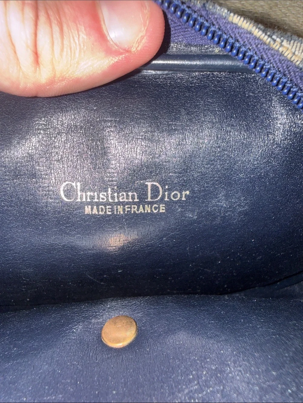 Dior Monogram Round Shoulder Bag - Navy/Beige