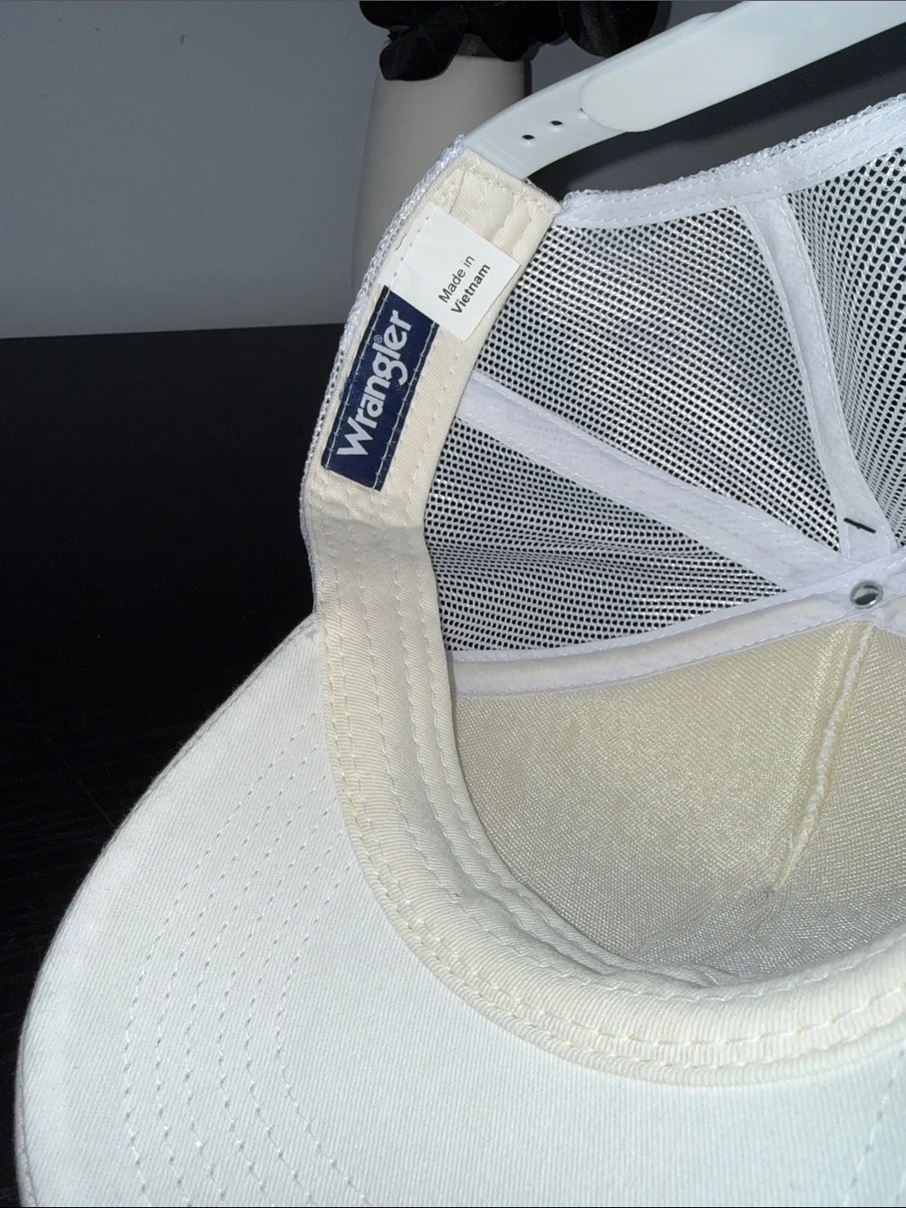 Wrangler White Cap with Pink Logo