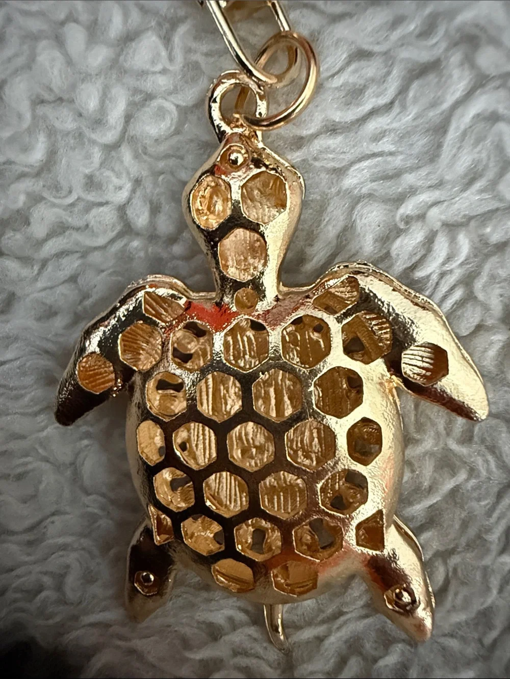 Gold-tone Turtle Bag Charm with Multicolor Crystals