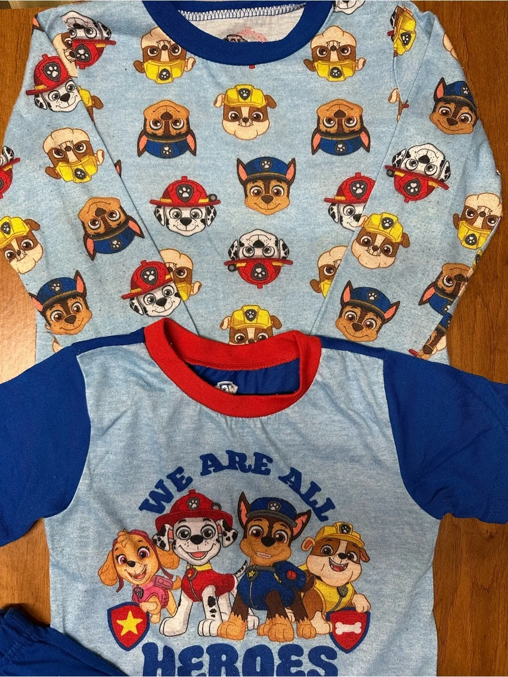 Nickelodeon Paw Patrol Blue and Red Kids Tee - Logo Print pack 2 sets