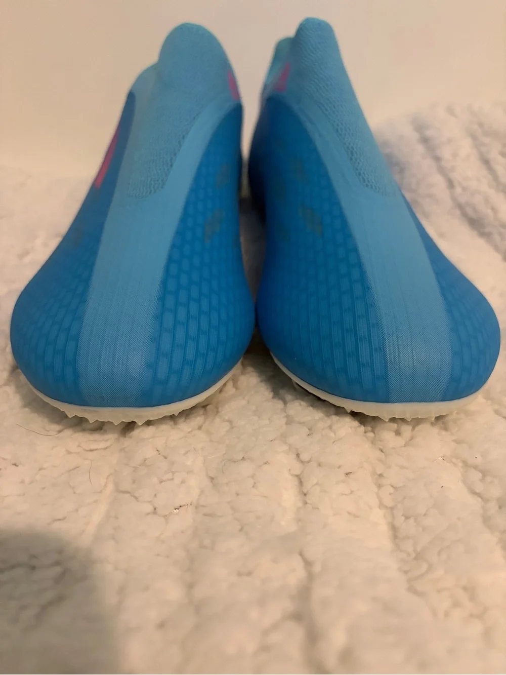 adidas Bright Blue Slip-On Soccer/Cleat Trainers with Pink Accents