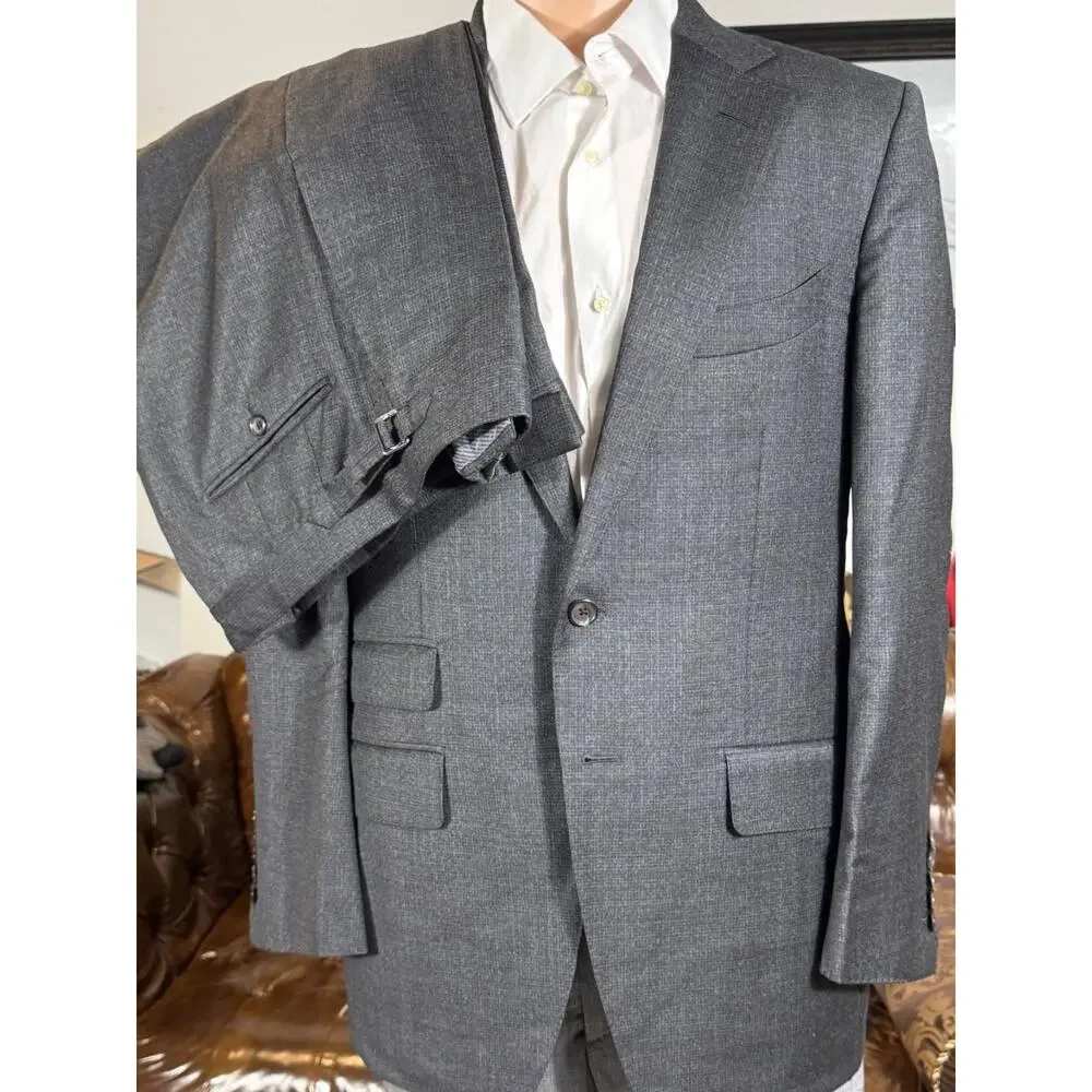 Tom Ford Charcoal Checked Gray Flannel 2Pc Suit Wool 50R 40R 35x29 Trousers EUC