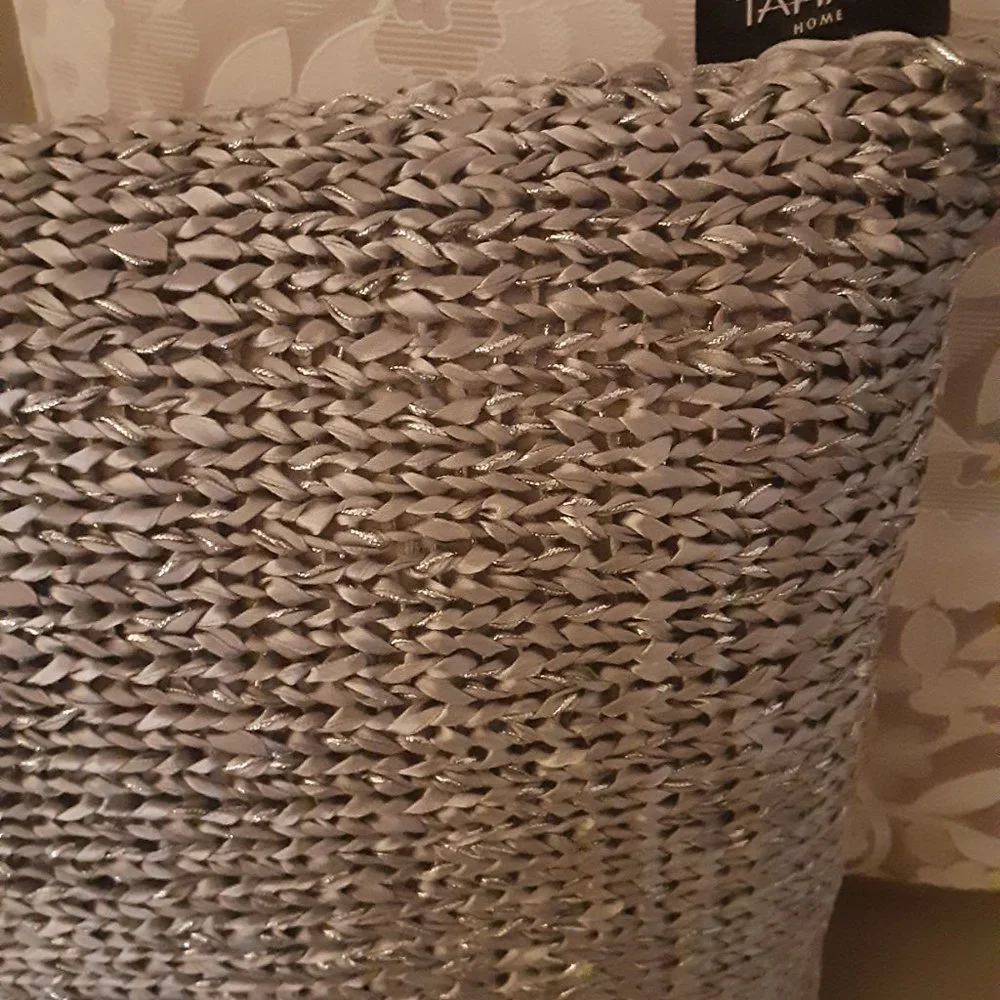 Tahari Silver / Grey Braided Decorative Pillow