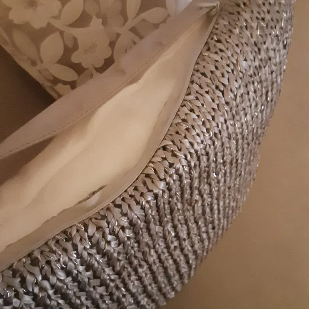 Tahari Silver / Grey Braided Decorative Pillow