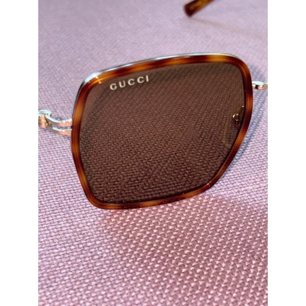 Gucci Square Sunglasses in Havana Gold Brown GG1848S-002 Sunnies
