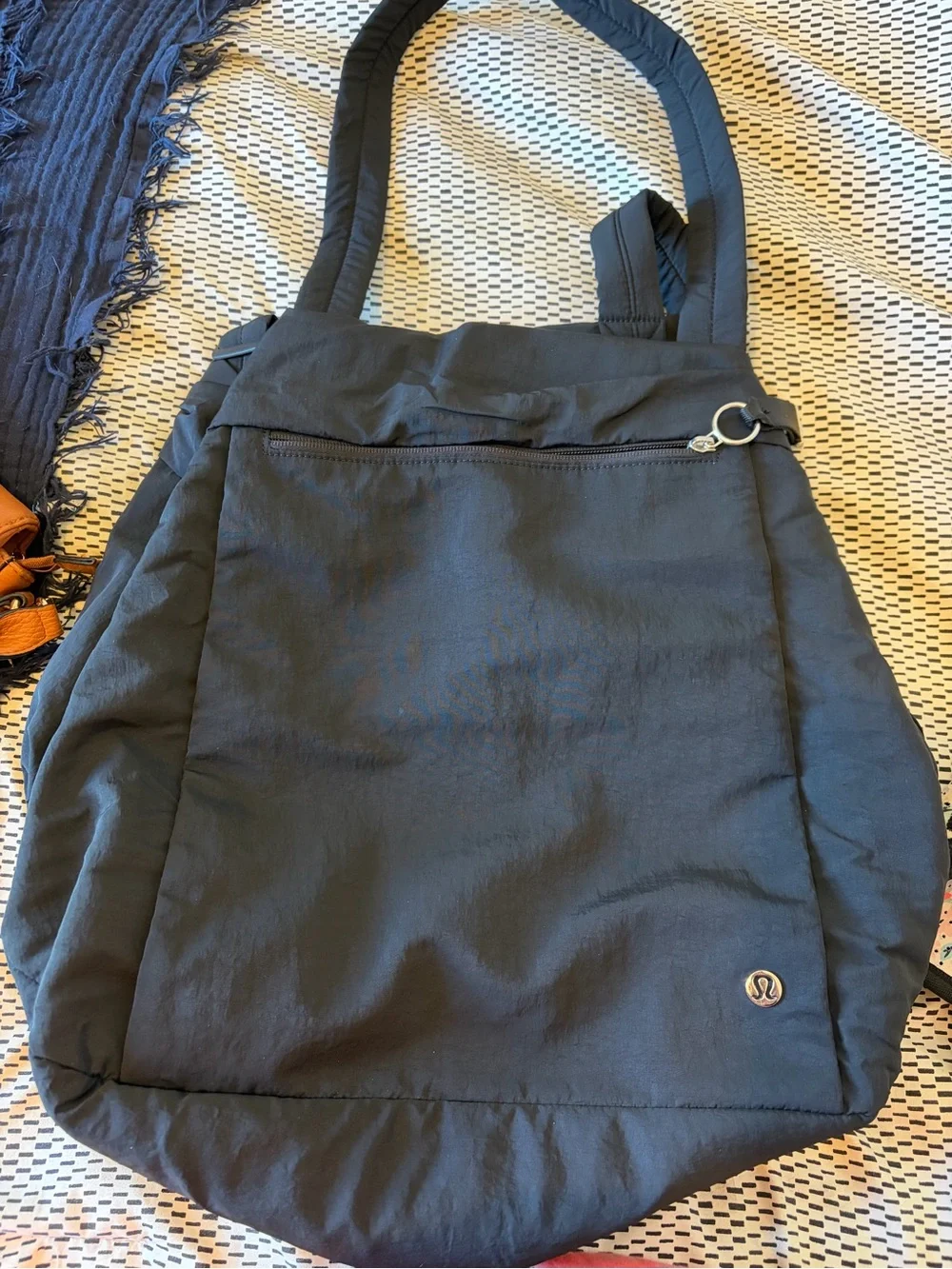 lululemon athletica Black Nylon Shoulder Tote Backpack
