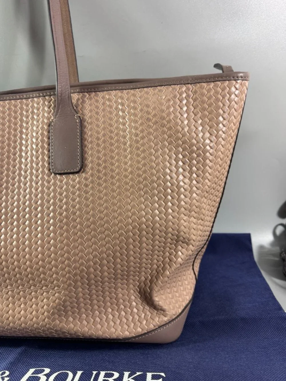 Dooney & Bourke Camel Leather Beacon Woven Embossed Large Tote