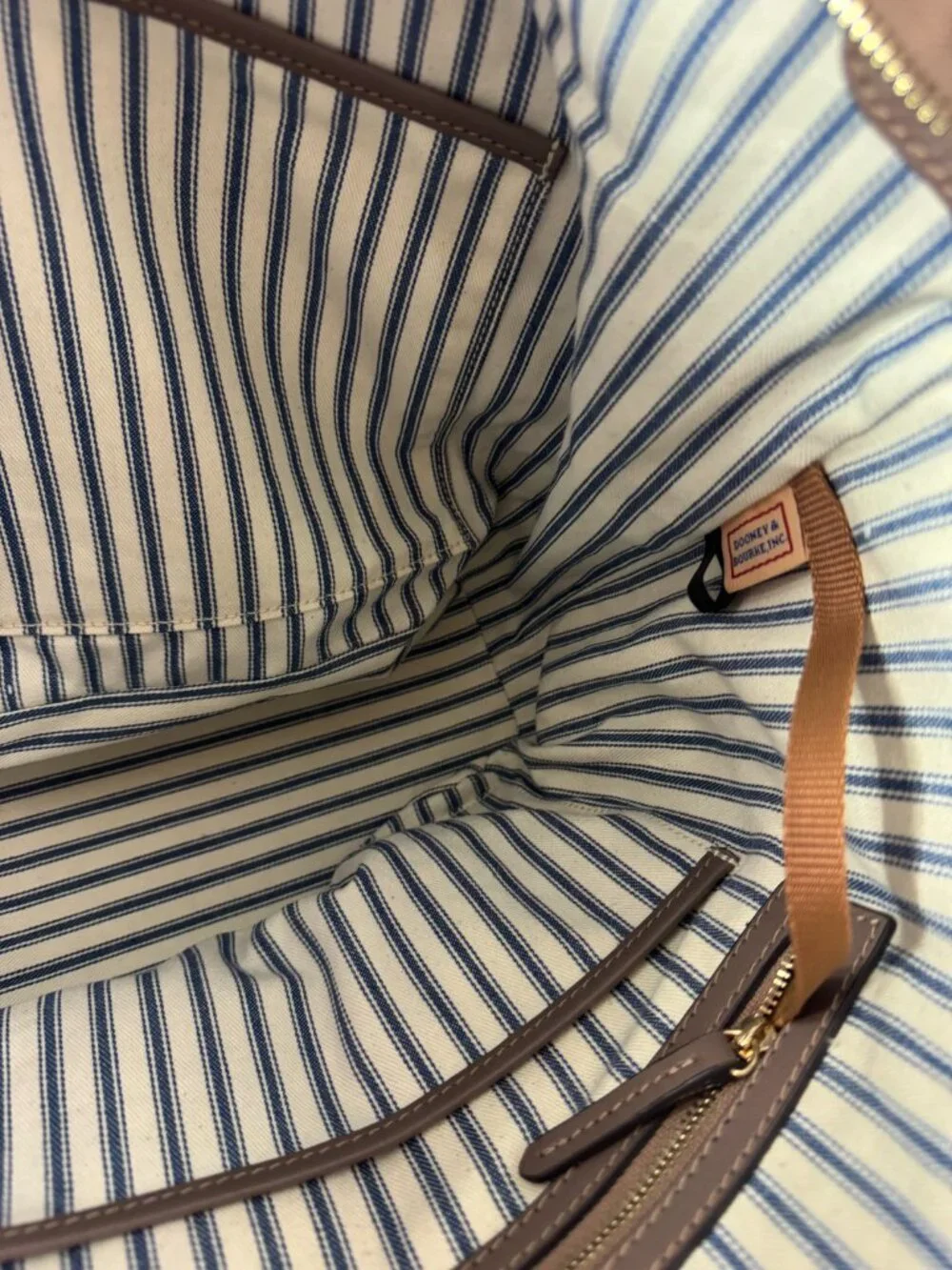 Dooney & Bourke Camel Leather Beacon Woven Embossed Large Tote