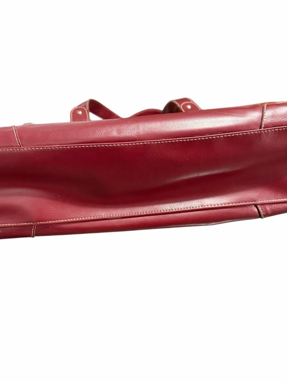 Franklin Covey red leather multi-compartment expandable briefcase/ laptop Bag