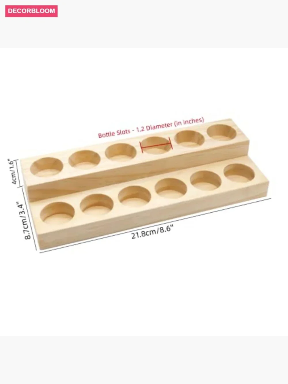 2-Tier Wooden Essential Oil Organizer, Perfume Display Stand, Countertop Rack