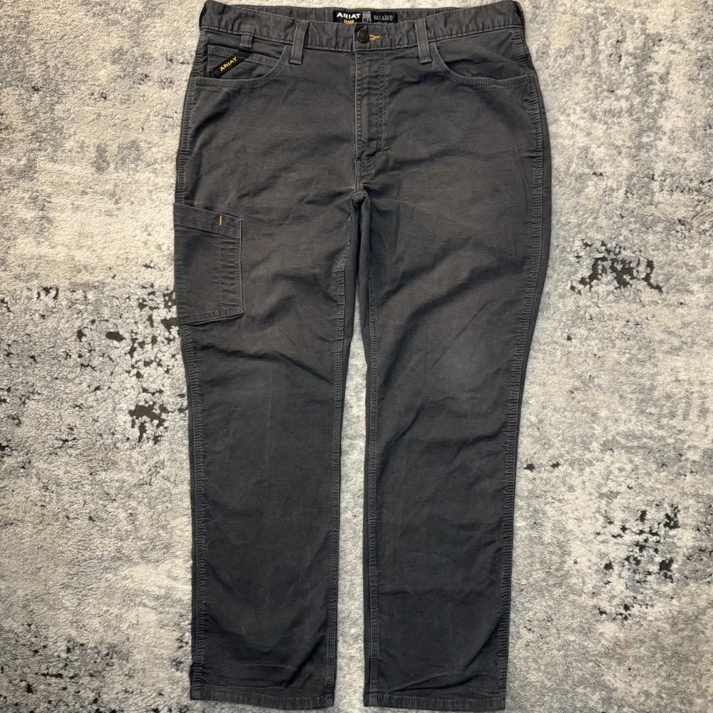 Ariat Rebar Jeans Fits Mens 36x32 Grey M4 Relaxed Straight DuraStretch Workwear