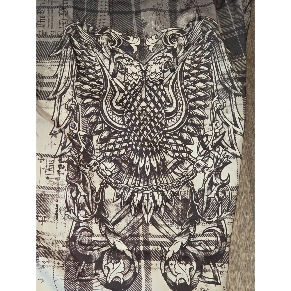 Machine Ornamental Board Shorts Men's Size 36 Eagle Shield Black White Swimming