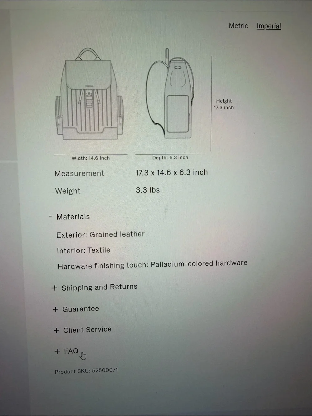 RIMOWA backpack pebbled