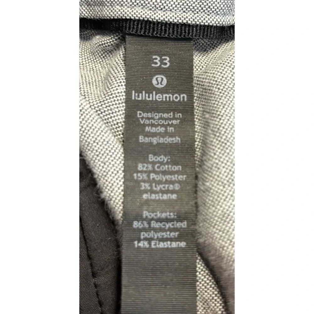 Lululemon Commission Shorts Mens 33 Gray Relaxed Fit Chino Flat Front Stretch