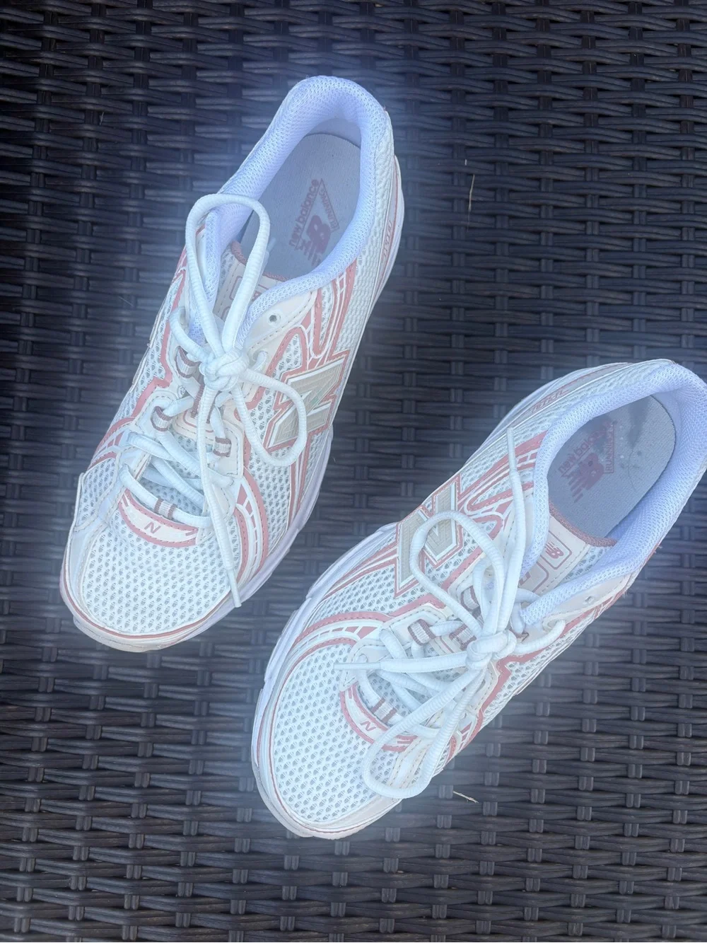 New Balance Women's White Athletic Sneakers with Pink Trim