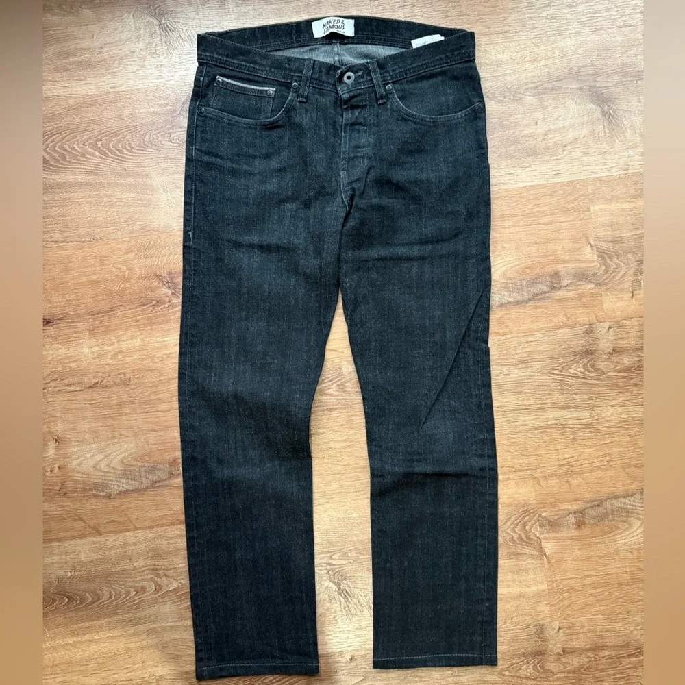Naked & Famous Denim Slim Straight Black Jeans