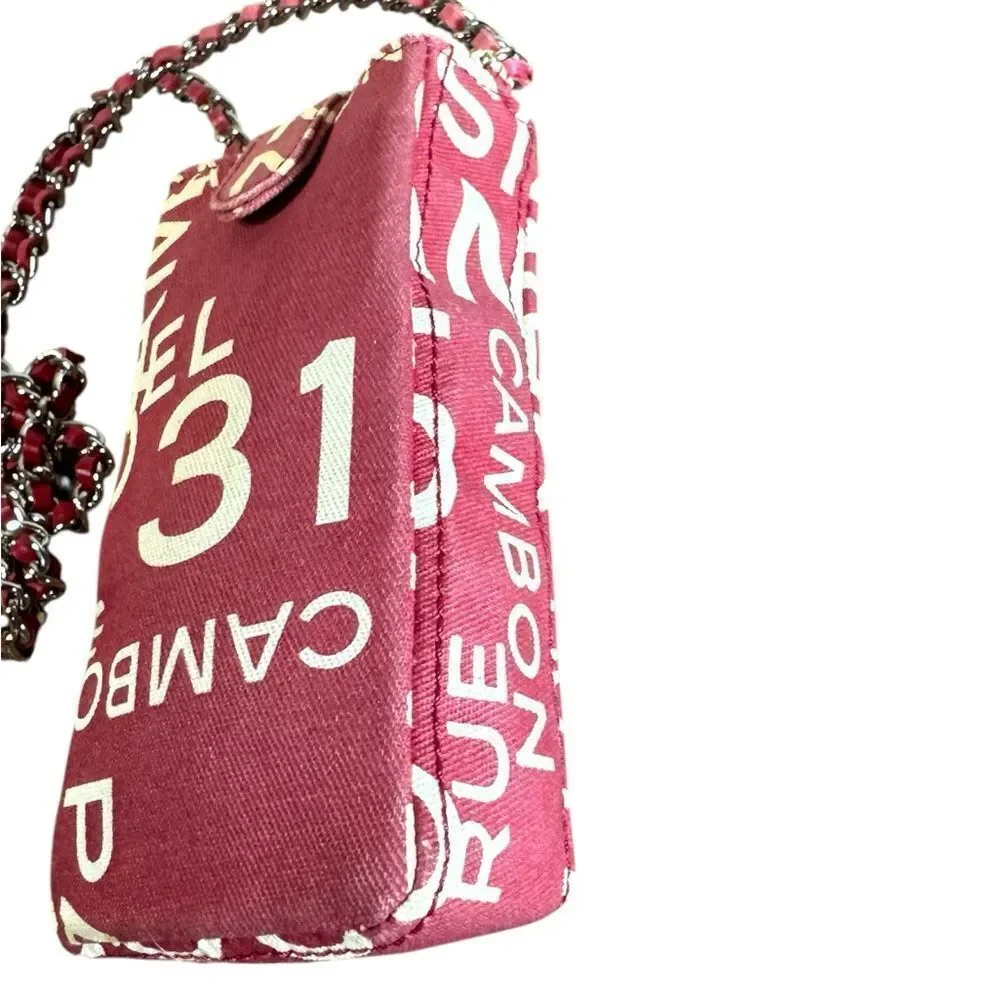 CHANEL Red White Canvas 31 Rue Cambon By The Sea Crossbody Phone