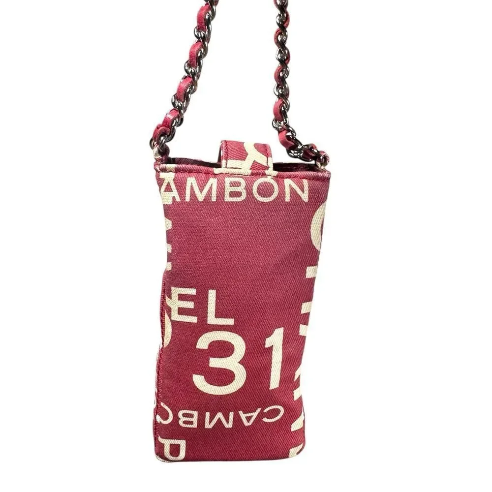 CHANEL Red White Canvas 31 Rue Cambon By The Sea Crossbody Phone