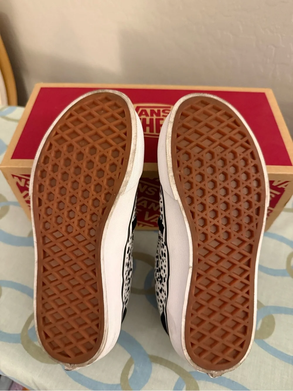 Vans Kids Slip-On Sneakers in White with Black Spot Print