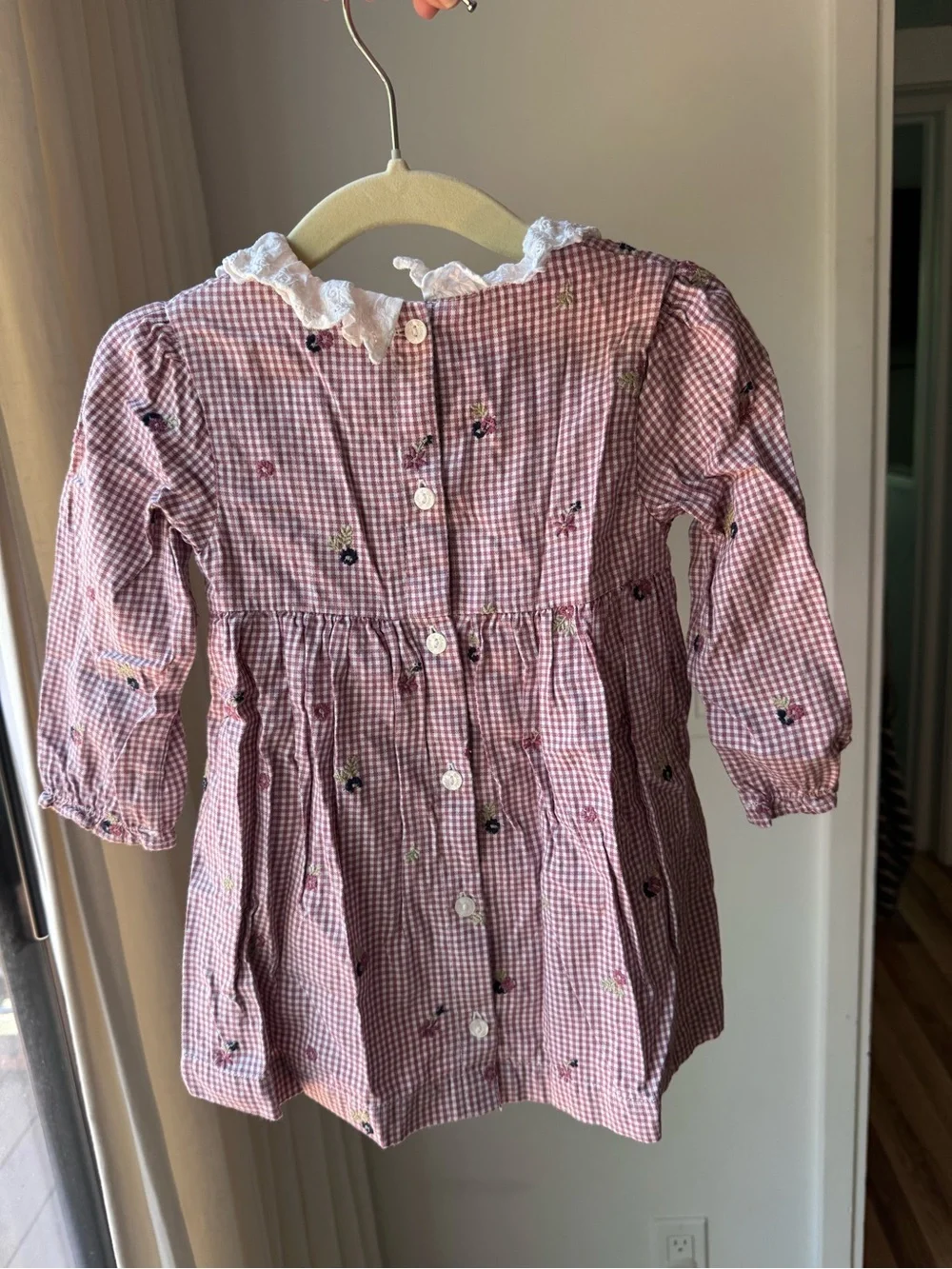 Tartine et Chocolat White and Pink Gingham Trim Baby Top
