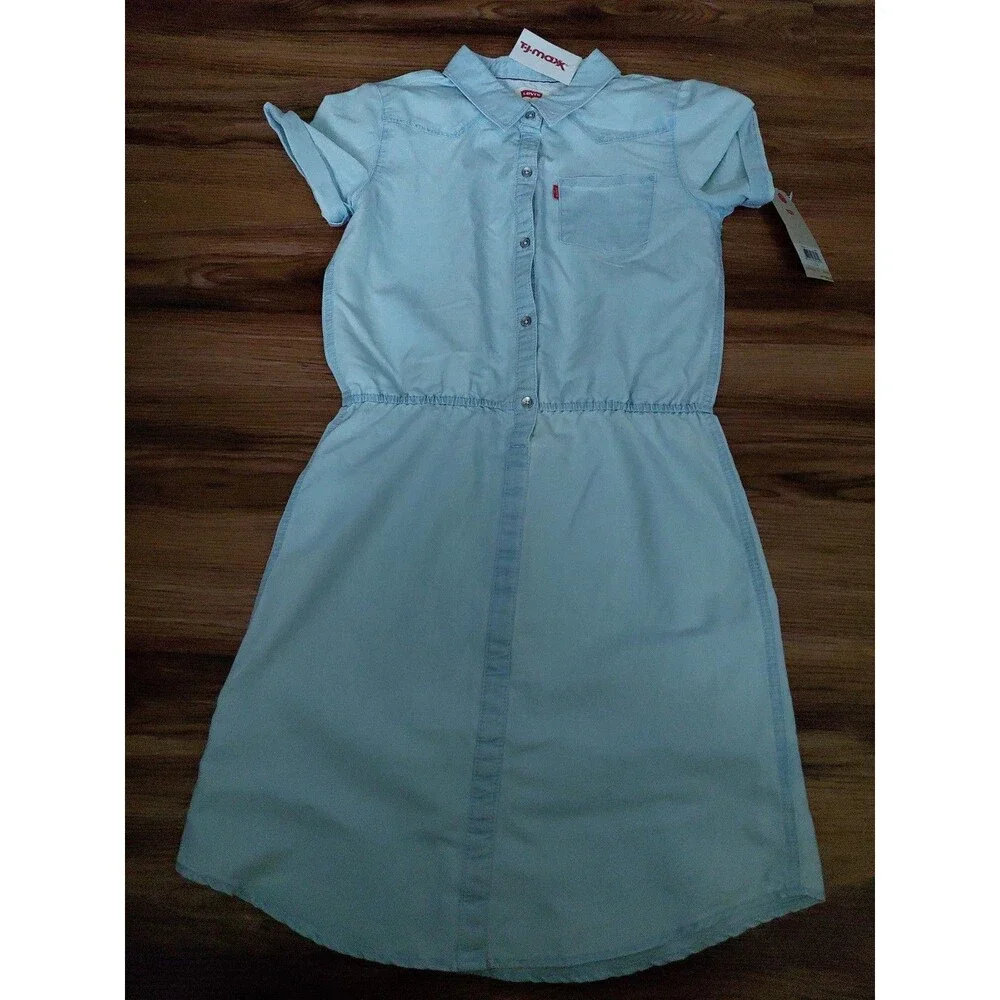 Levi's Light Blue Chambray Buttoned Down Festival Western Girl L Dress New