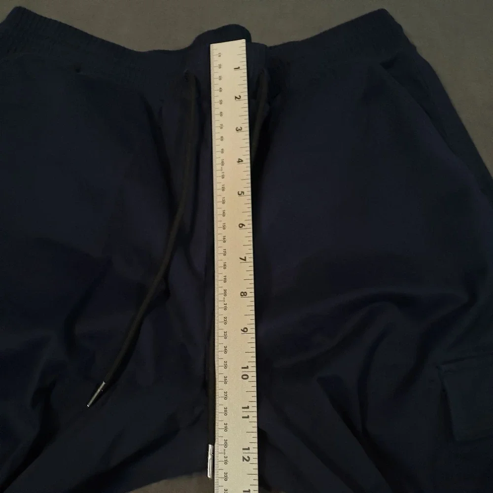Hungson Cargo Pants Mens 34 Navy Blue Drawstring Elastic Waist Utility MP-2325