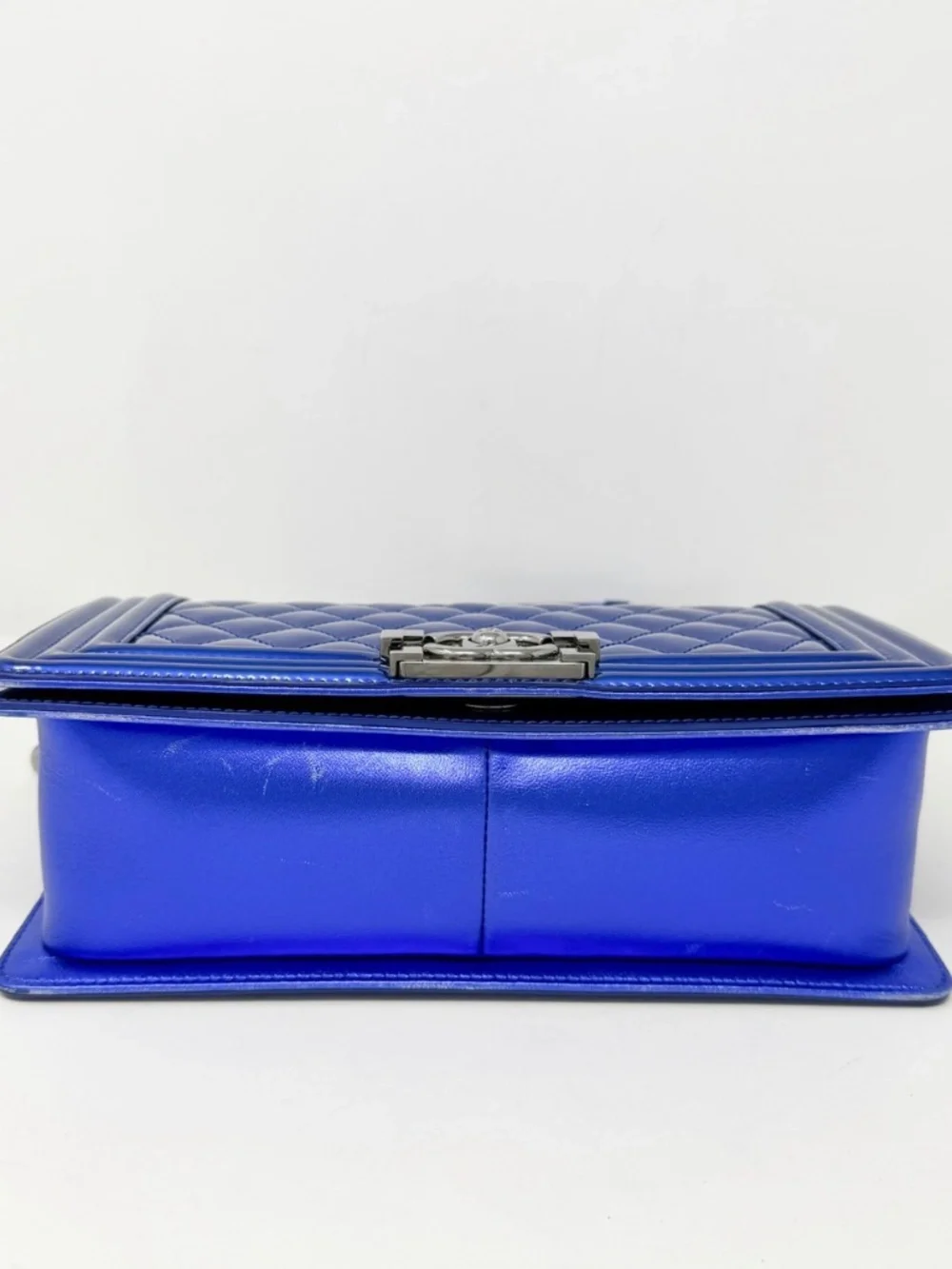 Chanel Medium Blue Patent Boy Bag
