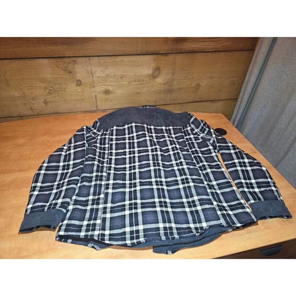 The North Face Mens Plaid Flannel Sherpa Lined Shirt Jacket Corduroy Trim Blk XL